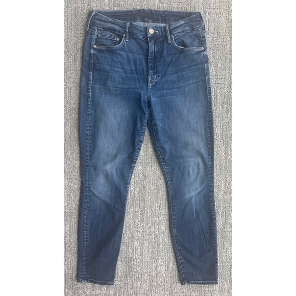 Mother The Looker Crop 5 Pocket Blue Jeans Damaged 29 - Picture 1 of 9
